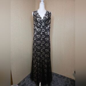 Candalite Womens Silver/Black Lace/ Sequin Formal Fairy Maxi Evening Dress Sz:LG